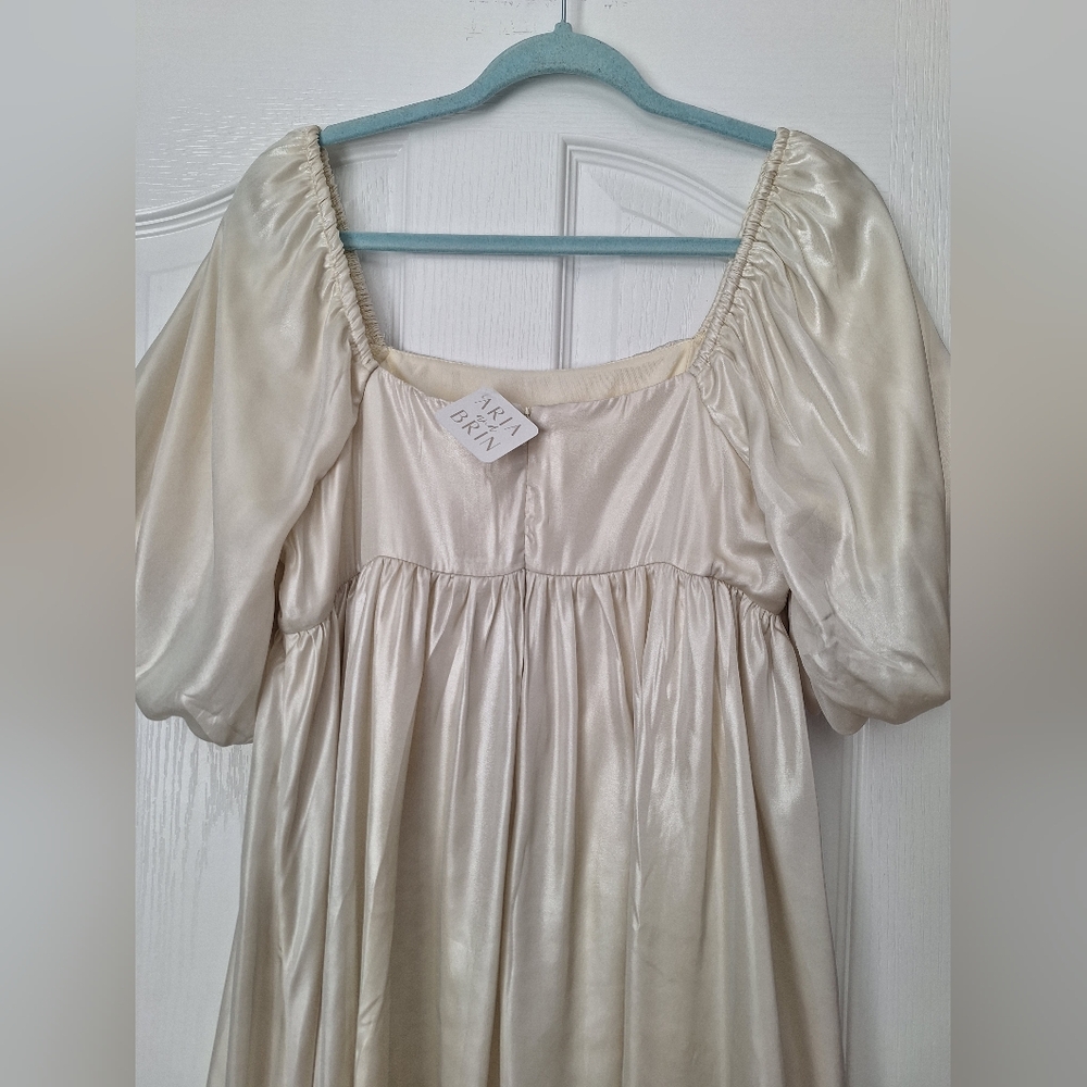 Elegant Cream Puff Sleeve Mini Dress - Picture 5 of 10